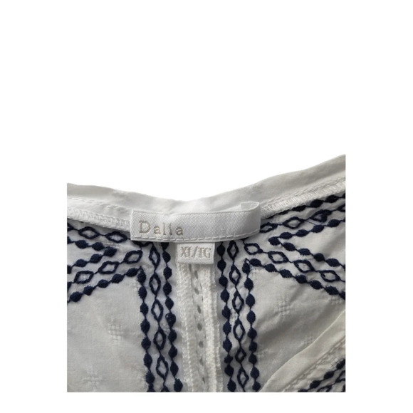 Dalia Sleeveless Top Lace Embroidery Stretchy Blue/White XL - Picture 7 of 8